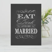 Eet Drink en word getrouwd krijtbord Kaart (Staand voorkant)
