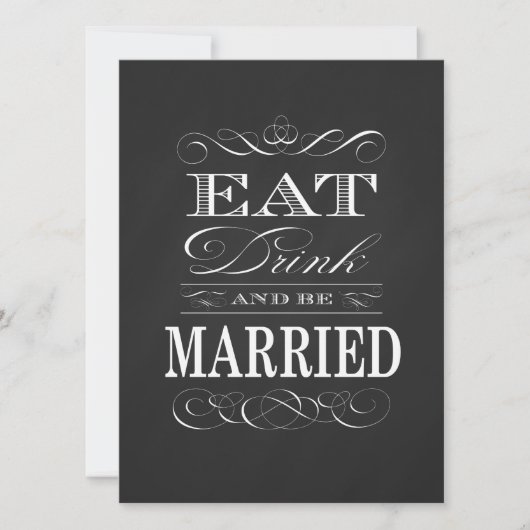 Eet Drink en word getrouwd krijtbord Kaart (Voorkant)