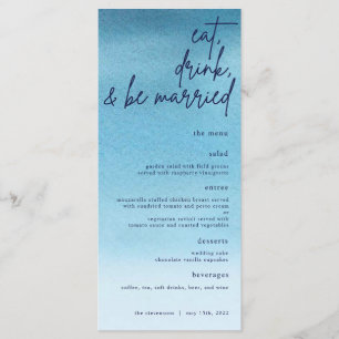 Eet, Drink en word huwelijksblauwe Waterverf bruil Menu