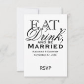 Eet, Drink en word huwelijkshuwelijk RSVP Kaartje (Voorkant)