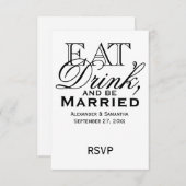 Eet, Drink en word huwelijkshuwelijk RSVP Kaartje (Voorkant / Achterkant)