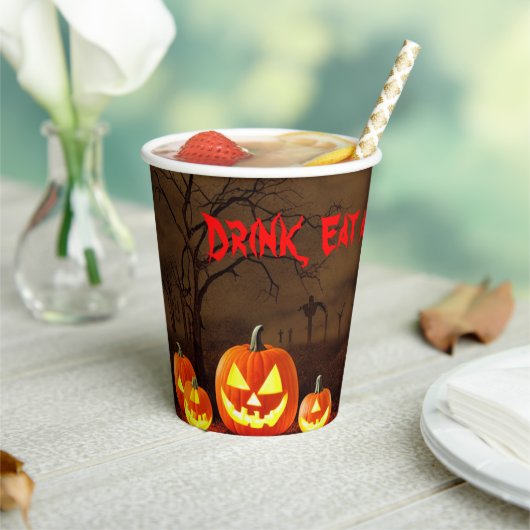 Eet, Drink en zijn eng Halloween begraafplaats Papieren Bekers (Insitu)