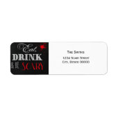 Eet Drink en zijn eng rood Halloween etiket (Voorkant)