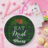 Eet Drink en zijn Merry-green buffalo plaid Papieren Bordje (Feest)