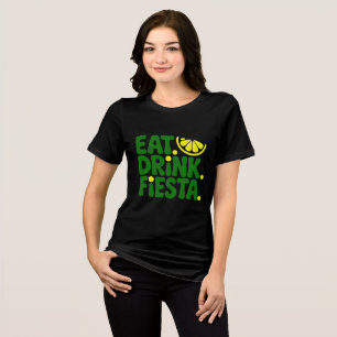 Eet Drink Fiesta Minimaal Retro T-Shirt