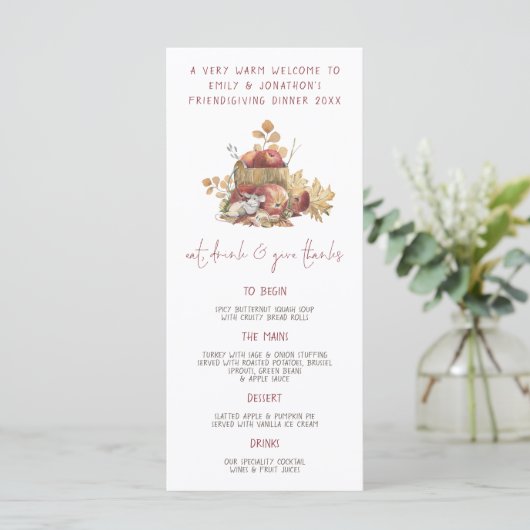 Eet Drink Geef Bedankt Muis Vriendschap Menu (Staand voorkant)