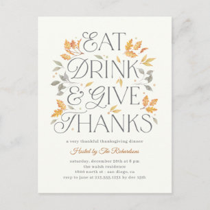 Eet Drink Geef Bedankt Thanksgiving Dinner Party Briefkaart