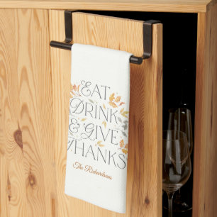 Eet Drink Geef Bedankt Thanksgiving keukenhanddoek
