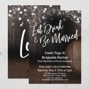 Eet, Drink & Get Getrouwd Wijnvat en Lichten Kaart