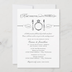 Eet Drink Getrouwd Gray Script Probedineren Kaart