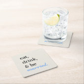 Eet, drink & getrouwd vierkante kartonnen onderzetter (Insitu)