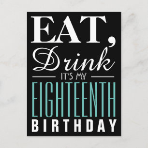 Eet, Drink, het is mijn 18e verjaardag Uitnodiging Briefkaart