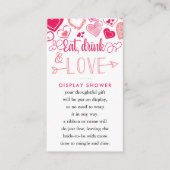 "Eet, Drink & Houd van" Valentijnsdag Bruids douch Informatiekaartje (Voorkant)
