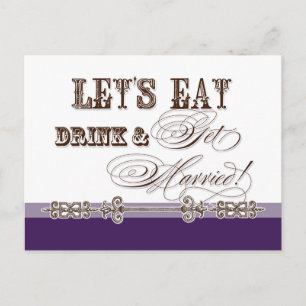 Eet, Drink in Get Married, Bridal Shower Uitnodigi Uitnodiging Briefkaart