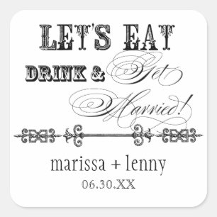Eet, Drink in Get Married Matching Stickers of Sea