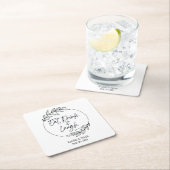 Eet, Drink & Lach Aangepaste Naam Papieren Onderze Vierkante Kartonnen Onderzetter (Insitu)