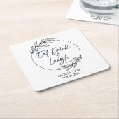 Eet, Drink & Lach Aangepaste Naam Papieren Onderze Vierkante Kartonnen Onderzetter (Schuin)