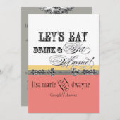 Eet, Drink n Get Married Couples Douche Uitnodigin Kaart (Voorkant / Achterkant)