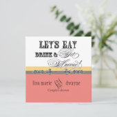 Eet, Drink n Get Married Couples Douche Uitnodigin Kaart (Staand voorkant)