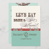 Eet, Drink n Get Married Couples Douche Uitnodigin Kaart (Voorkant / Achterkant)