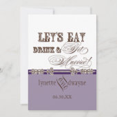 Eet, Drink n Getrouwd bruidsbruiloft uitnodiging (Voorkant)