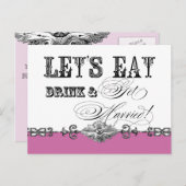 Eet, Drink n Trouw, bruidsdouche uitnodiging (Voorkant / Achterkant)