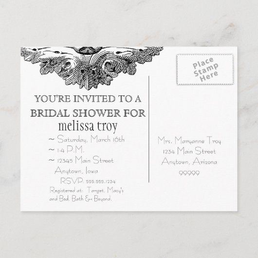 Eet, Drink n Trouw, bruidsdouche uitnodiging (Achterkant)