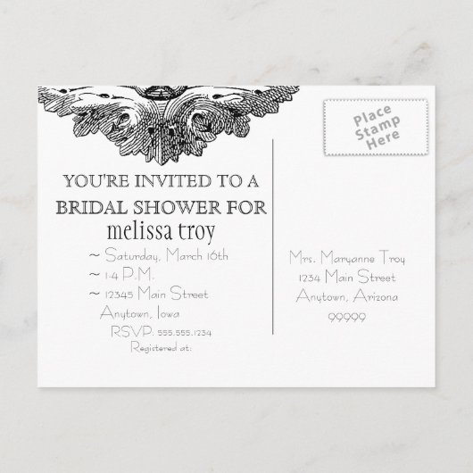 Eet, Drink n Trouw, bruidsdouche uitnodiging (Achterkant)