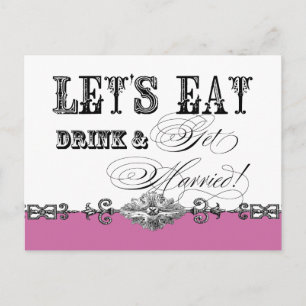 Eet, Drink n Trouw, bruidsdouche uitnodiging Briefkaart