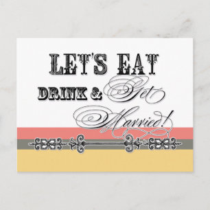 Eet, Drink n Trouw, bruidsdouche uitnodiging Briefkaart