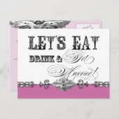 Eet, Drink n Trouw, wees mijn bruidsmeisje Uitnodi Uitnodiging Briefkaart (Voorkant / Achterkant)