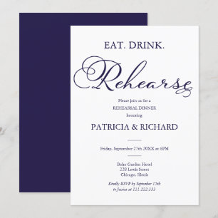Eet Drink Oefen Elegant Script Proefbruiloft Diner Kaart