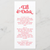 Eet & Drink Retro Rood en Wit Trouwen Menu (Voorkant)