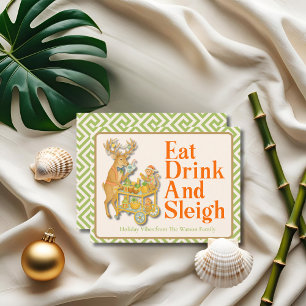 Eet Drink Sleigh Tropische Kerst Chinoisierie Feestdagenkaart