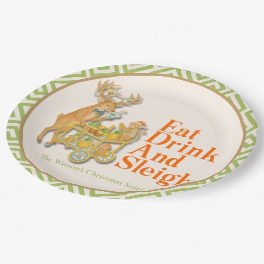 Eet Drink Sleigh Tropische Kerst Papier Bord (Gekanteld)