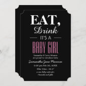 Eet, Drink 't is een meisje, baby aankondiging (Voorkant / Achterkant)