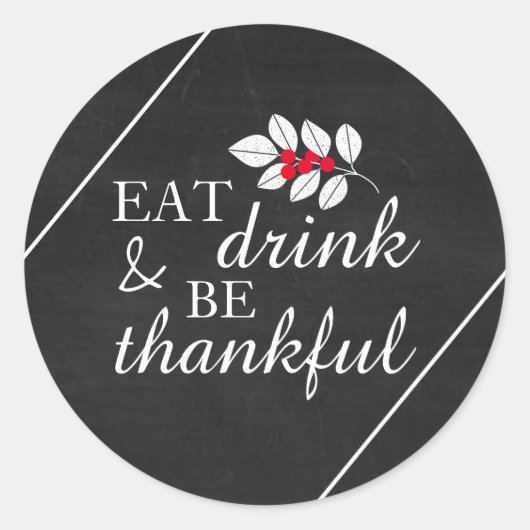 Eet-Drink, Thanksgiving van karton Ronde Sticker (Voorkant)