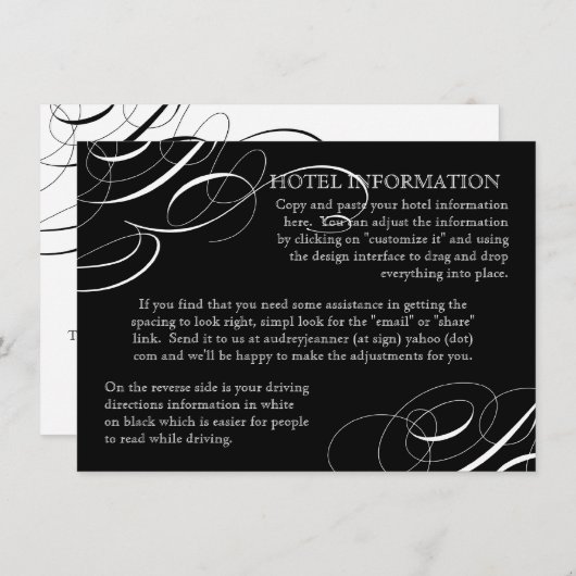 Eet, Drink, Trouw Calligrafie Wervelende Uitnodigi Informatiekaartje (Voorkant / Achterkant)