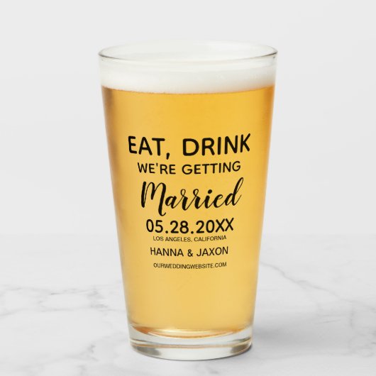Eet Drink We gaan trouwen Save the date Glas (Voorkant gevuld)