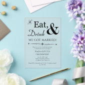 Eet Drink We zijn getrouwd Elopement bruiloft part Acryl Uitnodigingen (Insitu (Huwelijk))