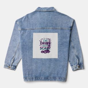 Eet Drink Wees Eng Halloween Griezeltje Boom Pompo Denim Jacket