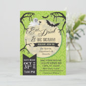 Eet, Drink & Wees eng Halloween Invite - Groen Kaart (Staand voorkant)