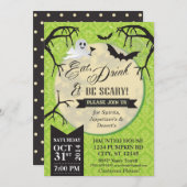 Eet, Drink & Wees eng Halloween Invite - Groen Kaart (Voorkant / Achterkant)