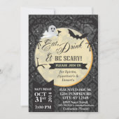 Eet, Drink & Wees eng Halloween Invite - Zwart Kaart (Voorkant)