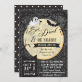 Eet, Drink & Wees eng Halloween Invite - Zwart Kaart (Voorkant / Achterkant)