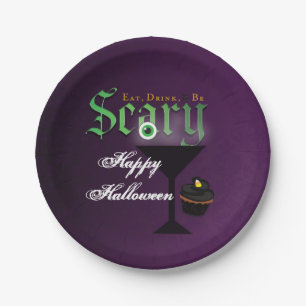 Eet Drink Wees eng Paarse Halloween Party Borden Papieren Bordje