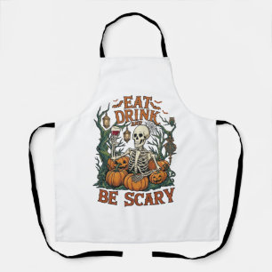 Eet Drink Wees Eng Skelet Halloween Pompoenen_1 Schort