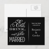 Eet, Drink, Wees Getrouwd Aankondigingskaart (Voorkant / Achterkant)