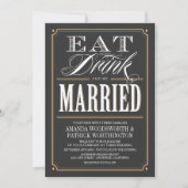 Eet Drink & Wees getrouwd bruiloft uitnodigingen (Voorkant)