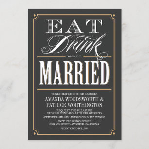 Eet Drink & Wees getrouwd bruiloft uitnodigingen